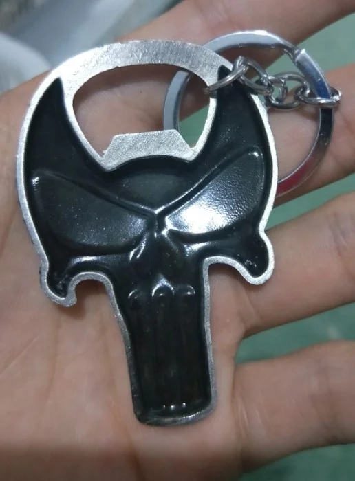 Wholesale Metal Punisher- Shape Keychain with Bottle Opener