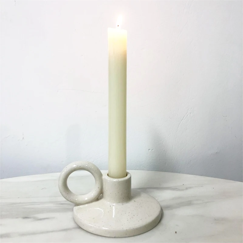 Nordic Style Ceramic Candlestick Modern Handheld Candle Holder Ornaments Home Living Room Minimalistic Candle Holder Taper Stand