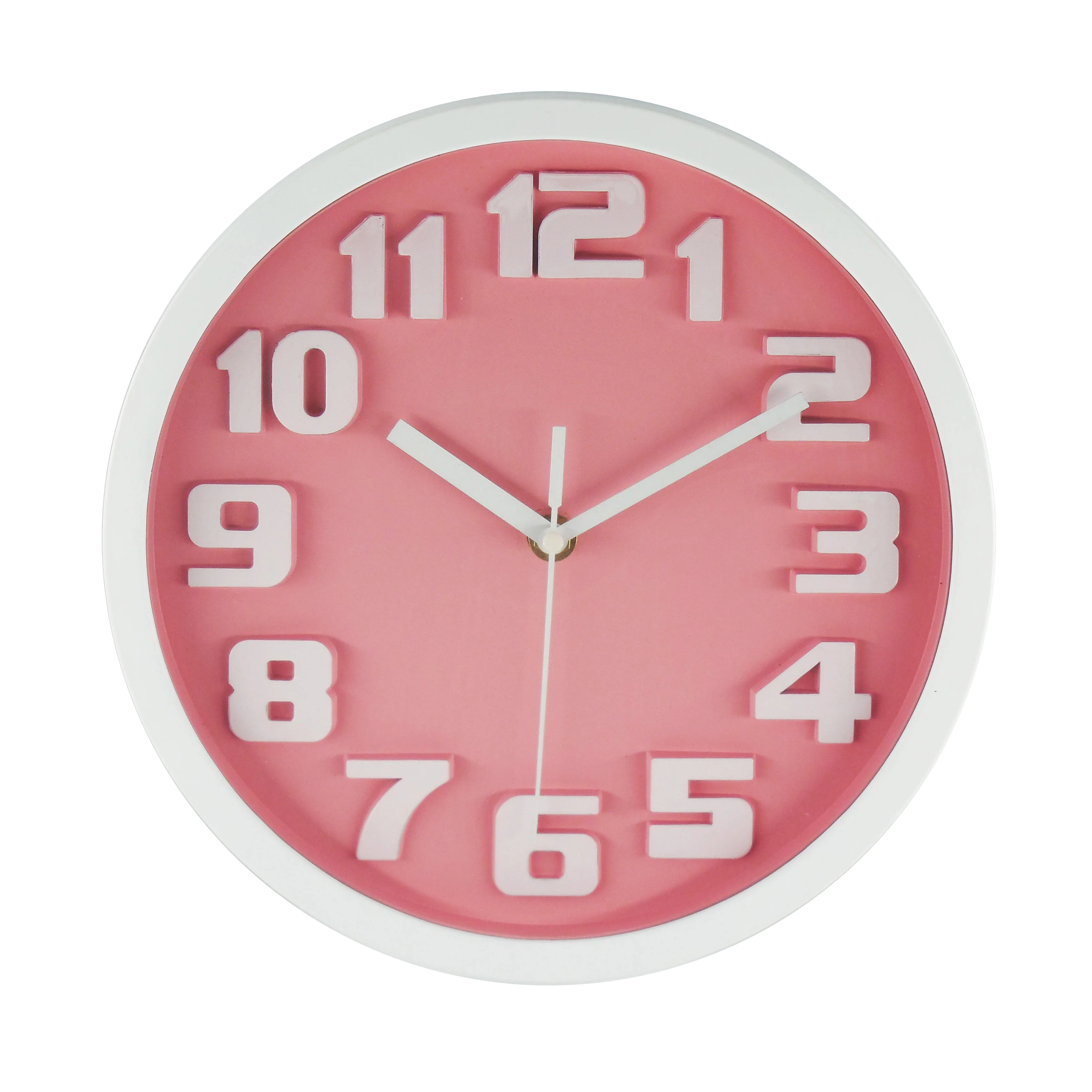 10 Inch Simple Design 3D Number Plastic Wall Clock With Large Number for Old People