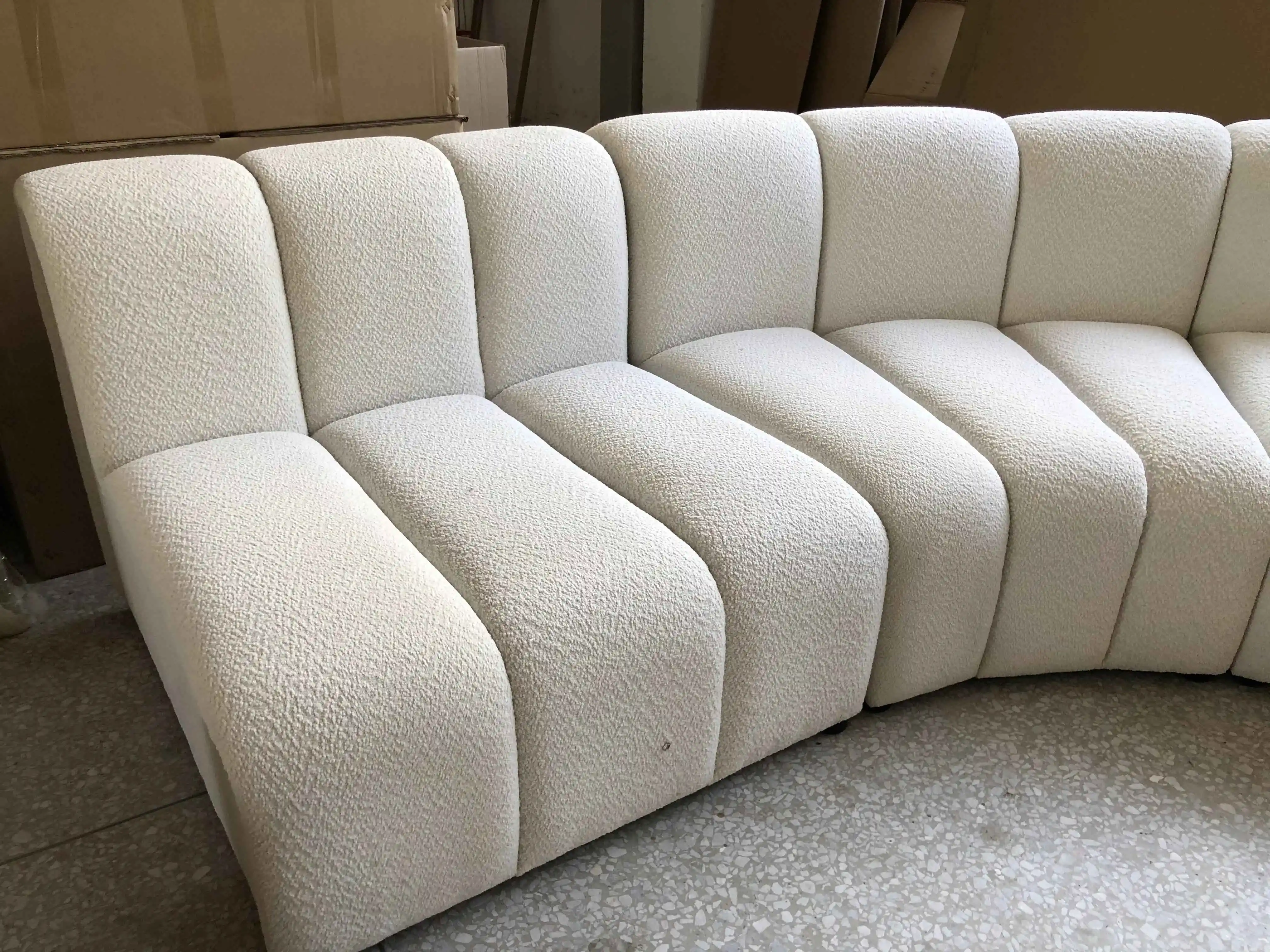 DISEN Modern Design Modular Channel Sofa Belgium Boucle Sectional Living Room Sofas