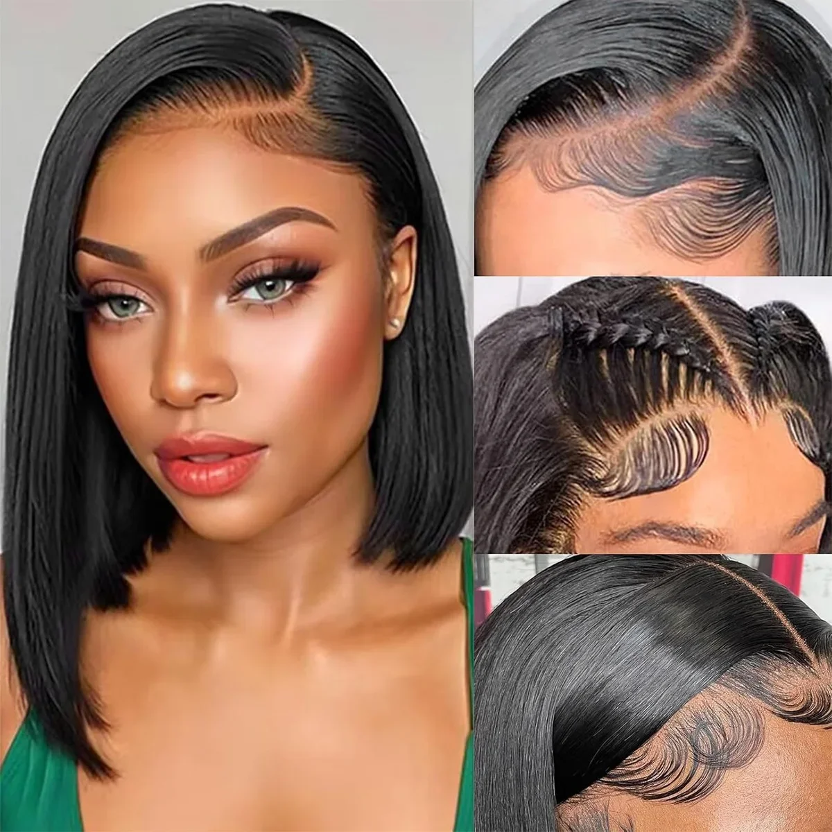 Parrucca Bob Capelli Umani Frontale Pizzo Capelli Remy 150 Densità Parrucche Donne Corto Pre Pizzicato_voghion.com