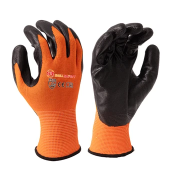 Light Weight Polyester Nitrile Palm Coated Guantes De Nitrilo Safety Work Hand Protective Safety Breathable Gloves for Work