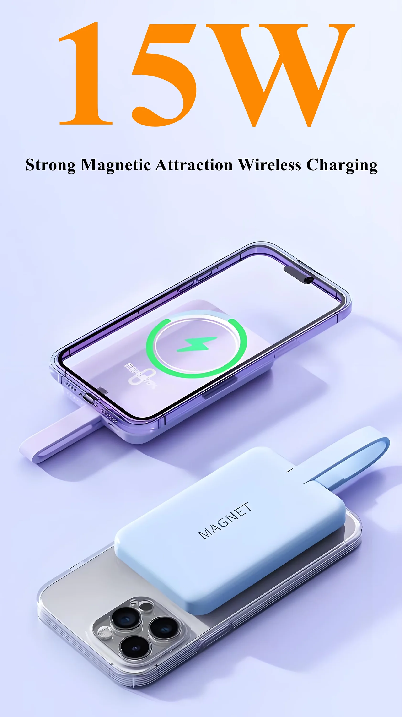 10000mAh Magnetic Wireless Fast Charging Power Bank Magsafe - Image 2