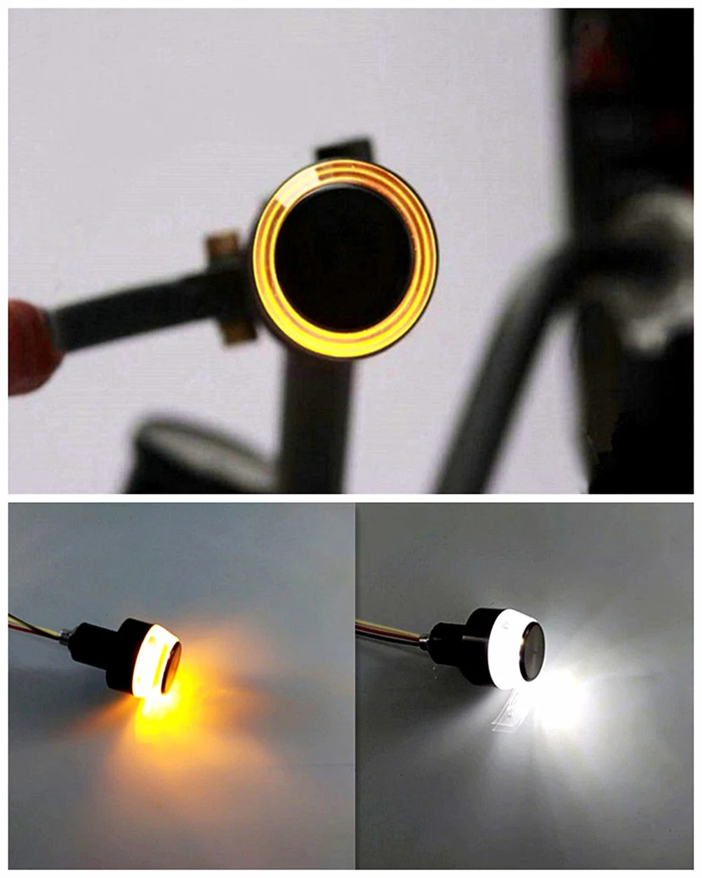 Turn Signals Motorcycle LED Handle Bar End Blinker for 22mm Handlebar Amber Grip Plug Signal Light 12V Flashing Handle Bar