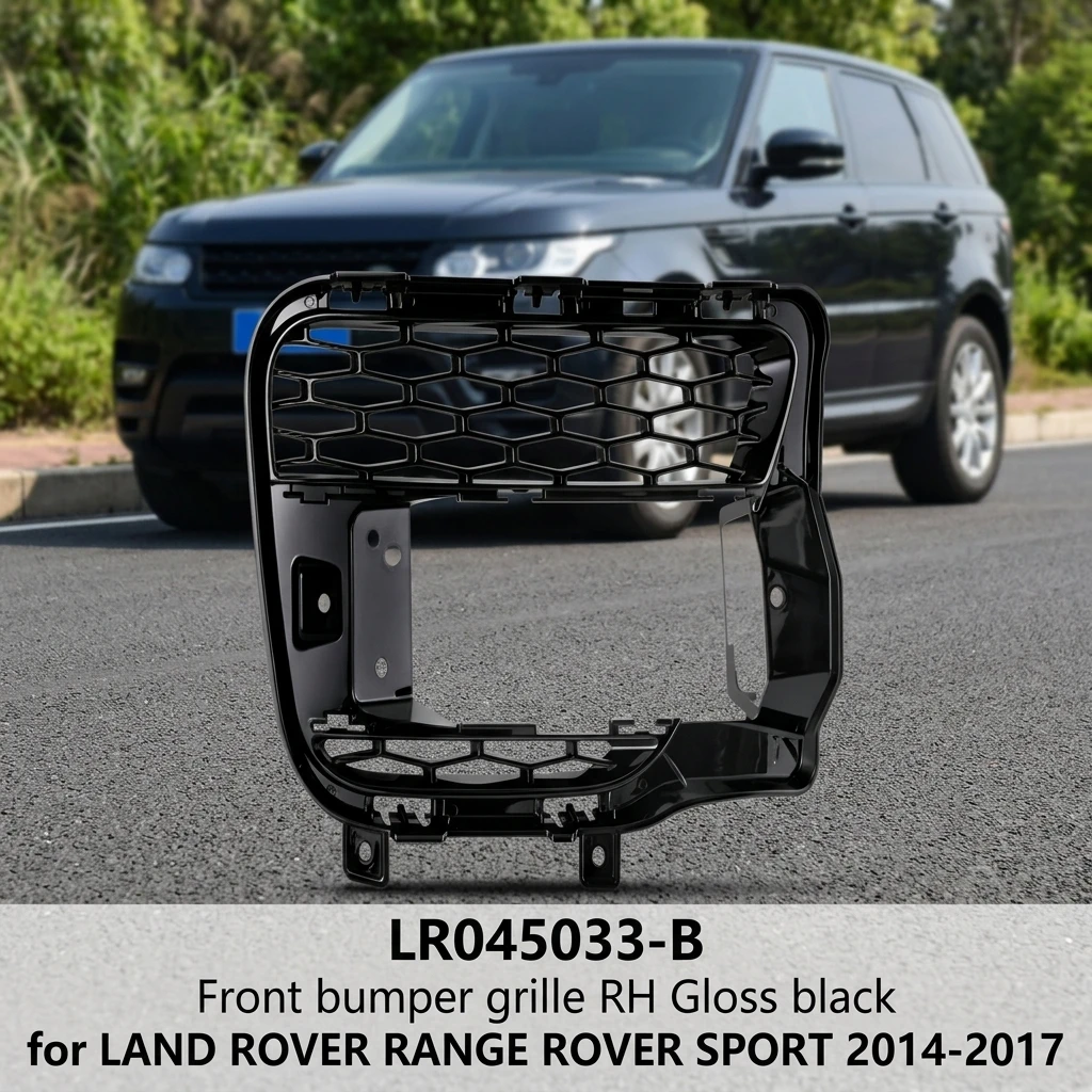 Rigenstar LR045033-B New Plastic Premium Look Front Bumper Grille RH Gloss Black for for SPORT 2014-2017