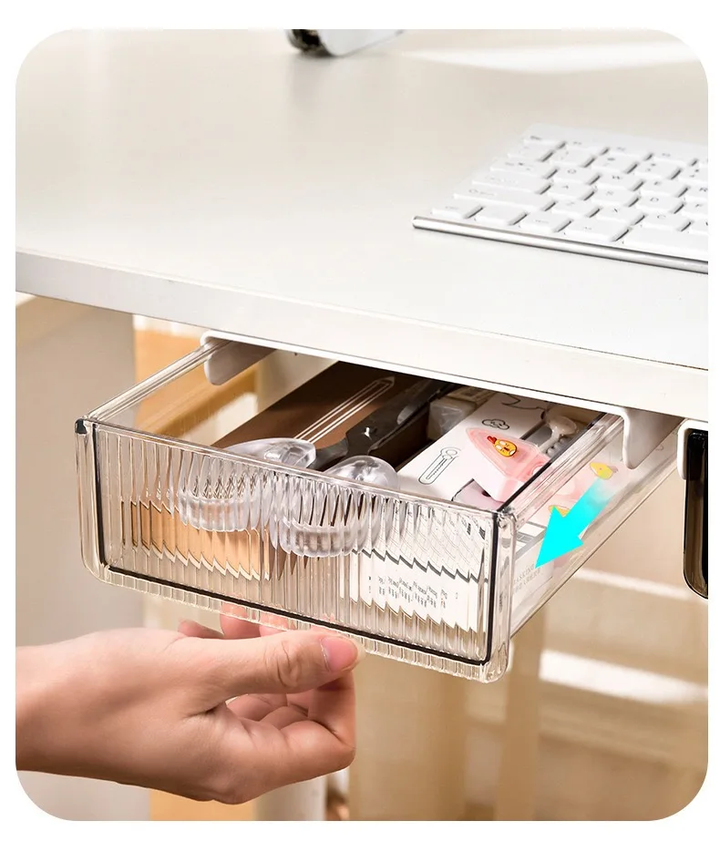 Under the desk simple drawer type storage box desktop office storage box desk small drawer storage box wall hanging details