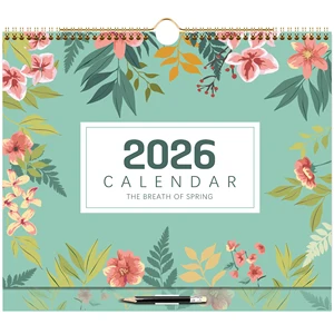 Hot Sale Personalized Custom Printed Spiral Office Wall Calendar 12 Monthly Planner Wall Calendar with Pen and Pockets