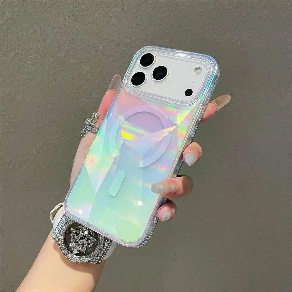 For iPhone 17 Pro Max Color Plated Transparent Color Change Phone Case Fro iPhone 16 Magnetic Shockproof Phone Protection Cover