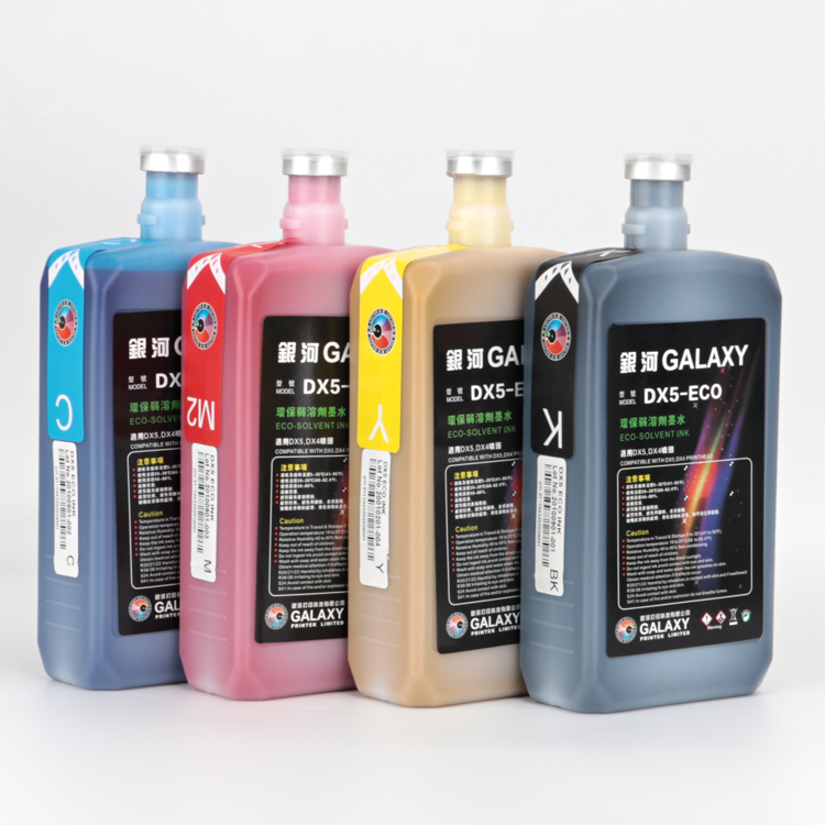 1 Liter 2 Years Premium Cheap Large Format Galaxy Tee Ecosolvent Eco Solvent Digital Printing Ink for Epson Dx5 Dx 5 Xp600 Tx800