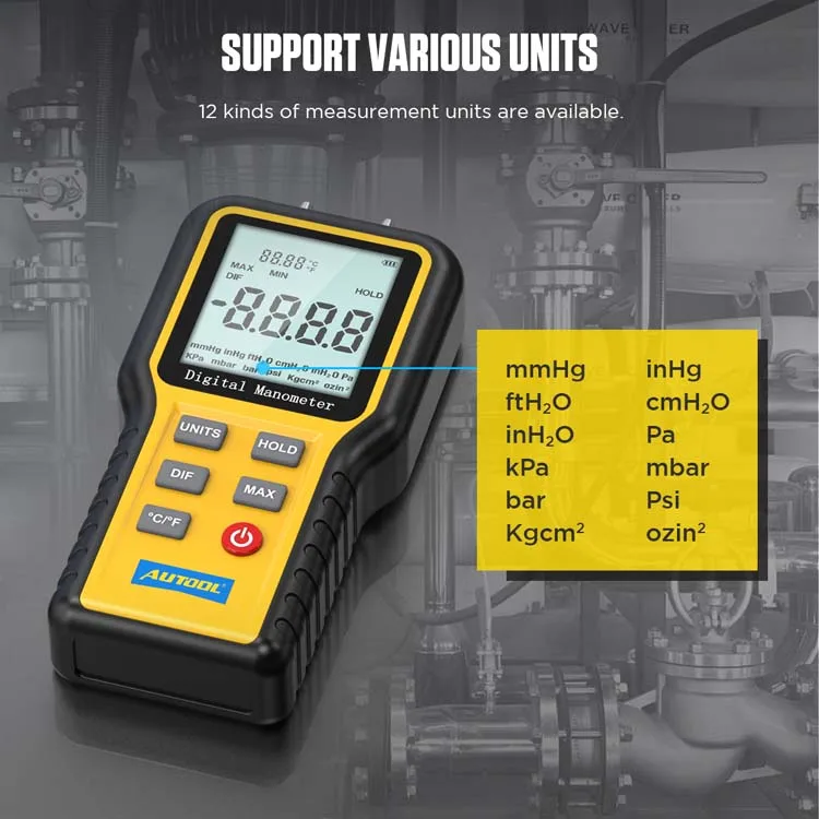 Autool Digital Manometer Test Dual Input Differential Manometer Air