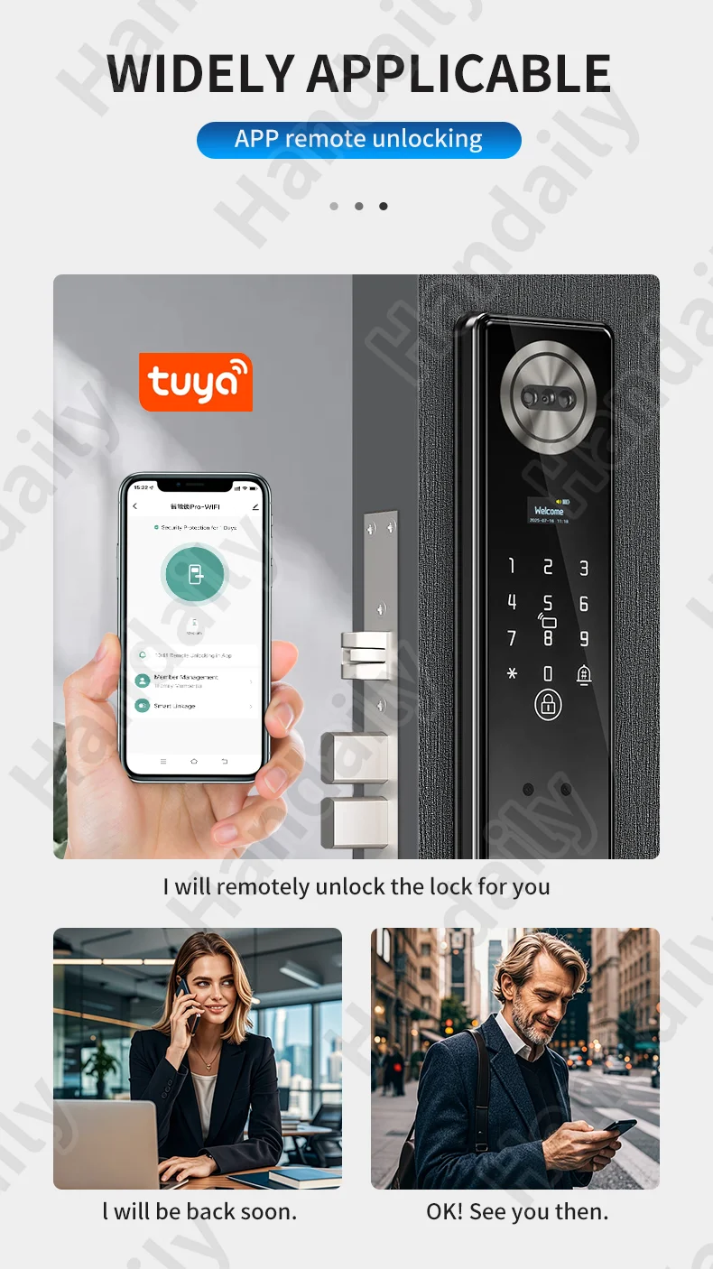 handaily palm face recognition door lock for home fingerprint tuya app remote control video intercom smart lock multi language c11-5