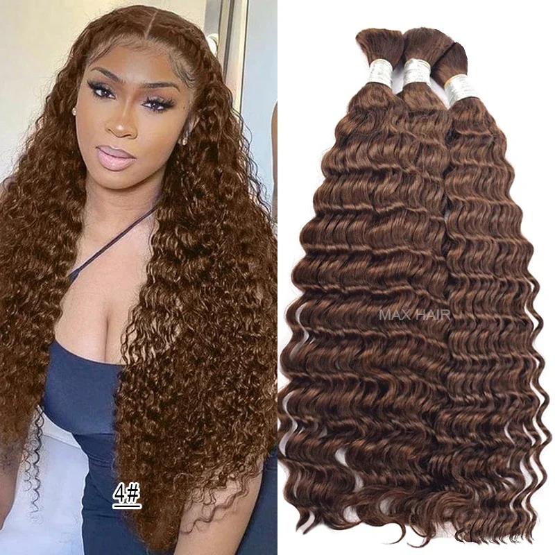 Deep Wave Mass Inimese juuksed punumiseks Extenciones De Cabello Natural Humano Weaving Töötlemata_voghion.com
