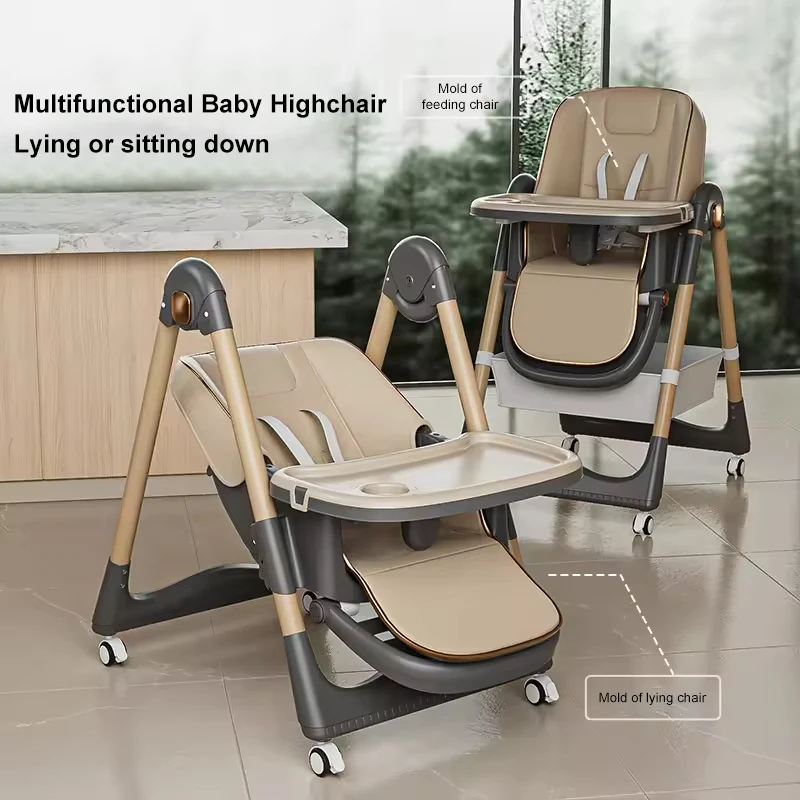Multifunction  Double Dining Table Feeding Baby High Chair Food Chair Adjustable  Highchair Food Catcher for Baby