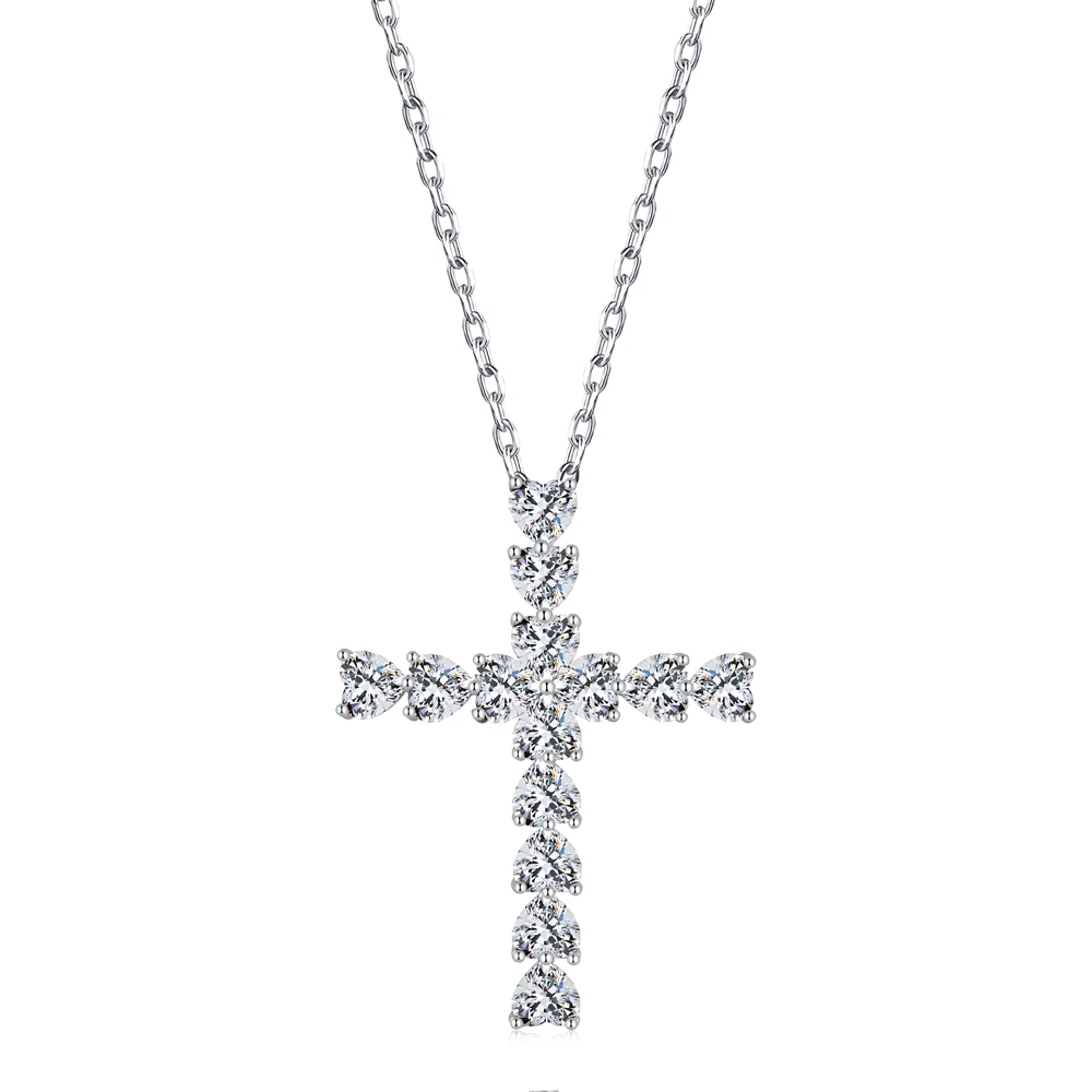 Y2k 925 Sterling Silver Cross Pendant Necklace with CZ Gold