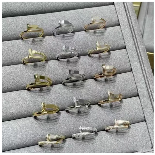 Classic High Version V Gold CNC Trendy Fashion Ring Jewelry for Couples Simple Unique Design Zircon Stone for Wedding Gift