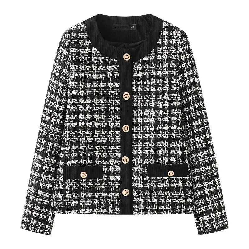 Custom Oem Tweed Women Blazer Thick Short Style Plaids Vintage Retro ...