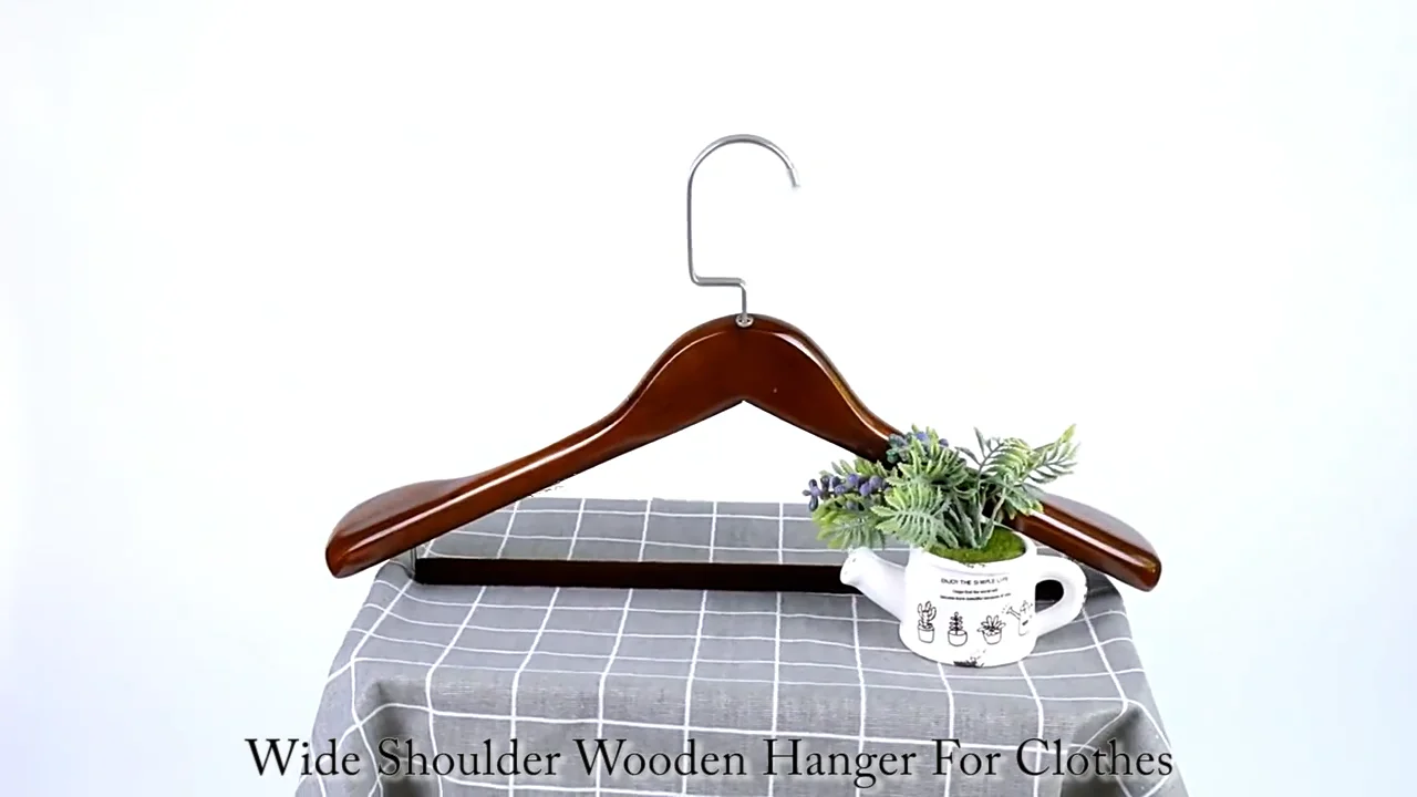 Contoured Deluxe Wooden Coat Hanger (Natural/Chrome) main image 1