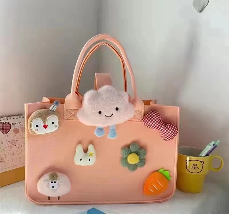 Bolso de fieltro con dibujos animados para mamá, Cartera de mano