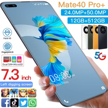 Hot Selling Mate 40 Pro+ 12GB+512GB 7.3 Inch full Display 6000mAh Android 10.0 Mobile Cell Smart phone