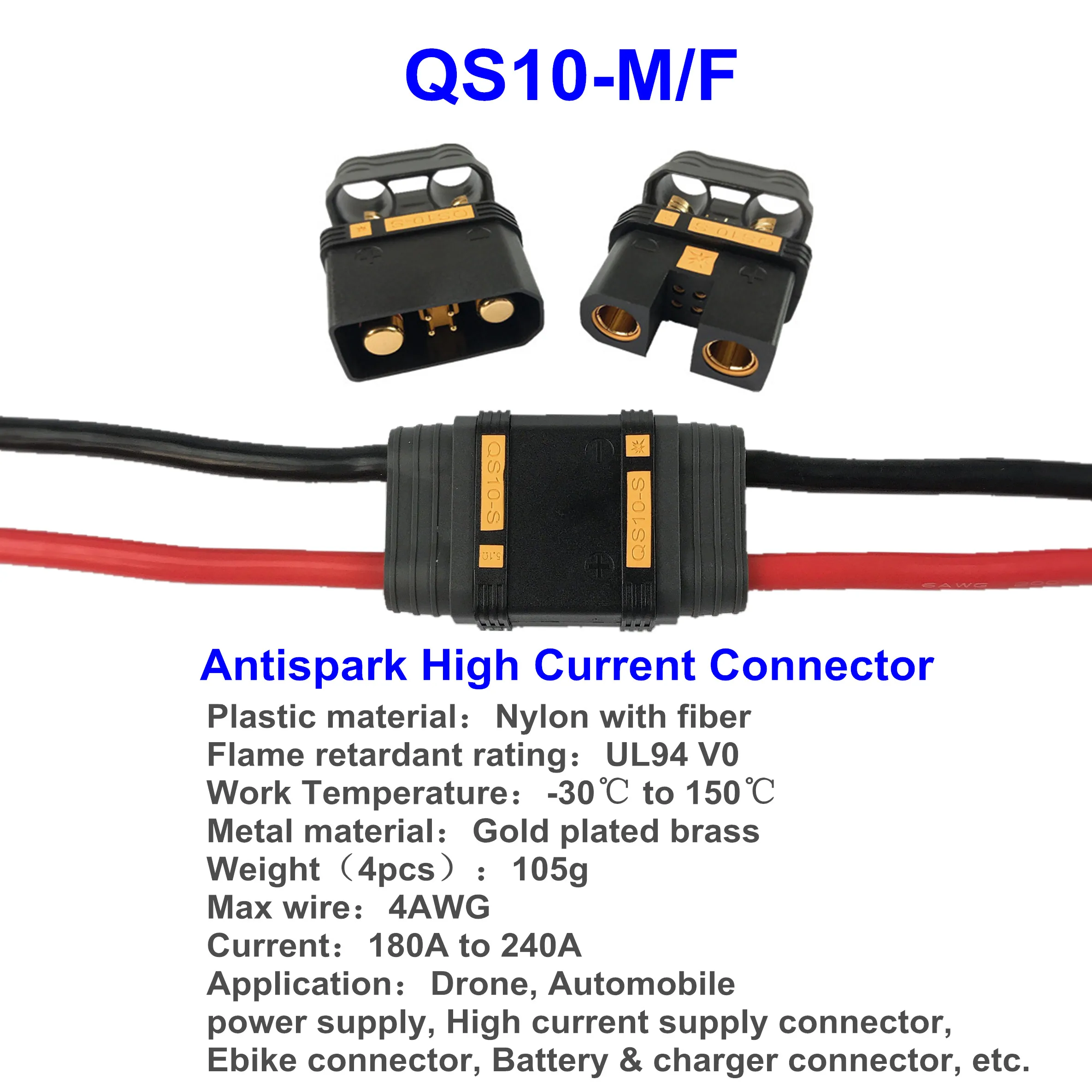 QS10 Antispark High Current Connector Male and Female