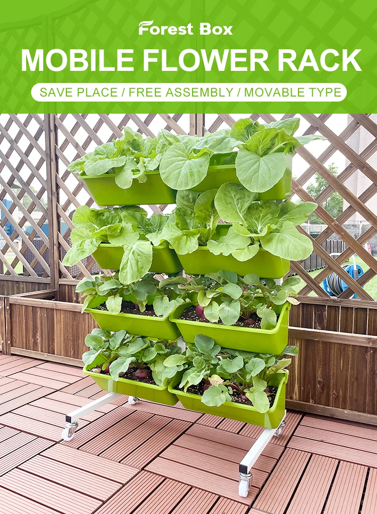 Movable Flower Rack Portable Plant Stand Pots Flower Rack Plant Shelf With 4 Tiers and 4 ...