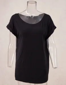 New TOB Maternity Shirts Women's Round Neck Loose Solid Color Short Sleeved Top