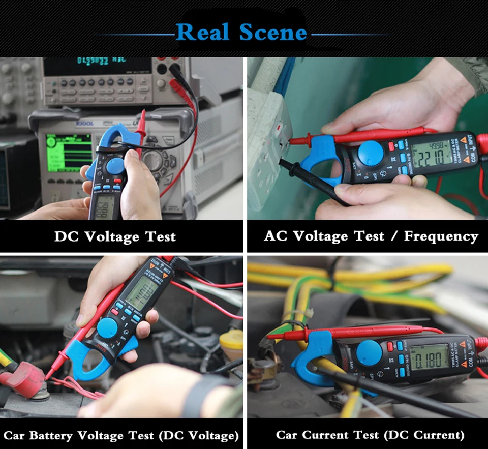 Bside ACM91 Auto Range AC DC uA Ohm Capacitance Temperature V-alert MEAS Digital Clamp Meter with True RMS FCC CE RoHS