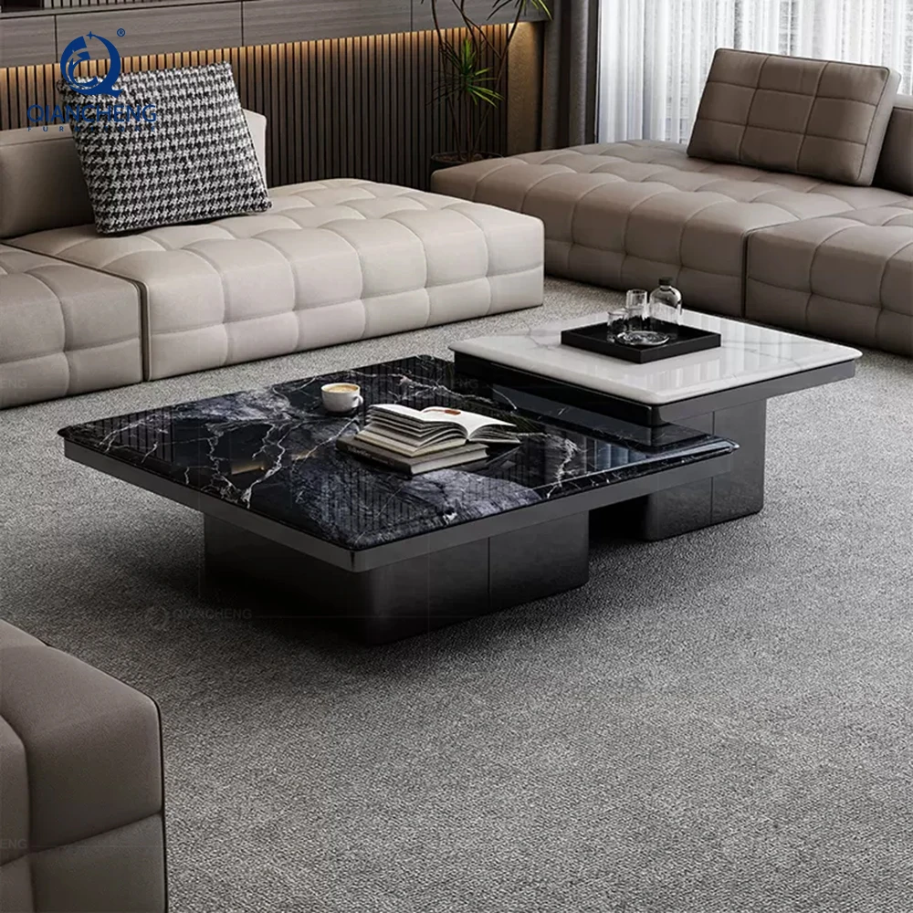 Rectangular Real Marble Stone Coffee Table for Living Room