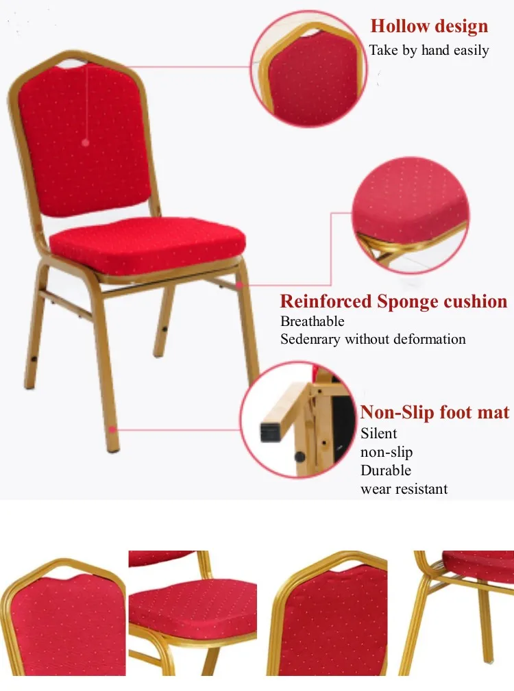 Red Chairs Stacking Factory Directly Sell Metal Events Banquet Chairs