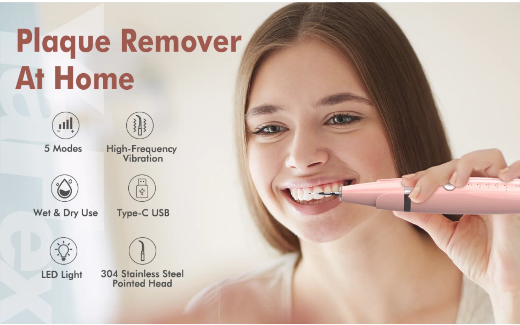 Plaque Remover Teeth Sonic Electric Tooth Cleaner Kit With Led Light