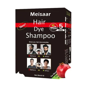 Meisaar Factory Price Fast Black Hair Color Shampoo 80BOX/CTN OEM ODM Coloured Hair Dye Cream Fast Black Hair Color Shampoo
