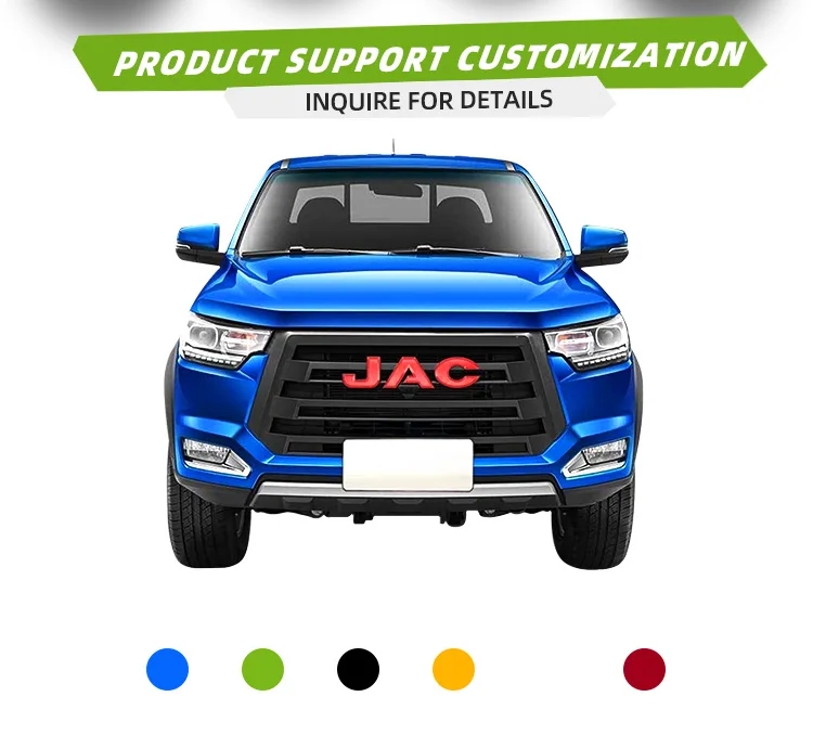 Jac T8 Hot Sale Pickup Truck Automobile New Car 4x4 Diesel Double Cabin Pickup Cheap Chinese LED Camera 10 Electric Leather Dark