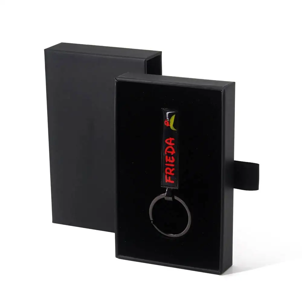 Custom Logo Printed Small Gift Paper Sleeve Drawer Slide Pull Out Key Chain Keychain Packaging Drawers Paper Boxes