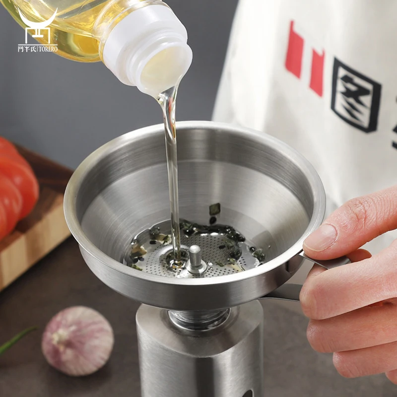 Оптовая продажа, хорошее качество, 304 Воронка для масла из нержавеющей стали, различные размеры, кухонный фильтр для отеля, воронка для дуршлага