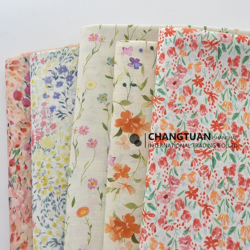 Льняная ткань с принтом