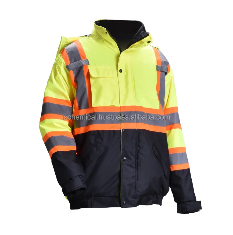 High Visibility Waterproof Quilted Windproof Work Jacket Winter Hi Vis ...