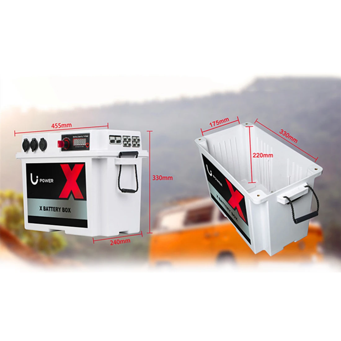 Portable Battery Dc Box Deep Cycle Dc Charger Battery Box With Ander Plugs,Dual Usb Output For