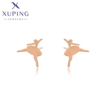 98646 XUPING Jewelry Wholesale Bulk Rose Gold Color Dancing Girl Fashion Jewelry Earrings Women Stainless Steel Earrings