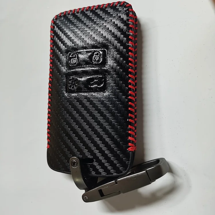 Good Quality Stitching  Leather Carbon FiberCar Key Case Cover Remote Fob for Renault Megane