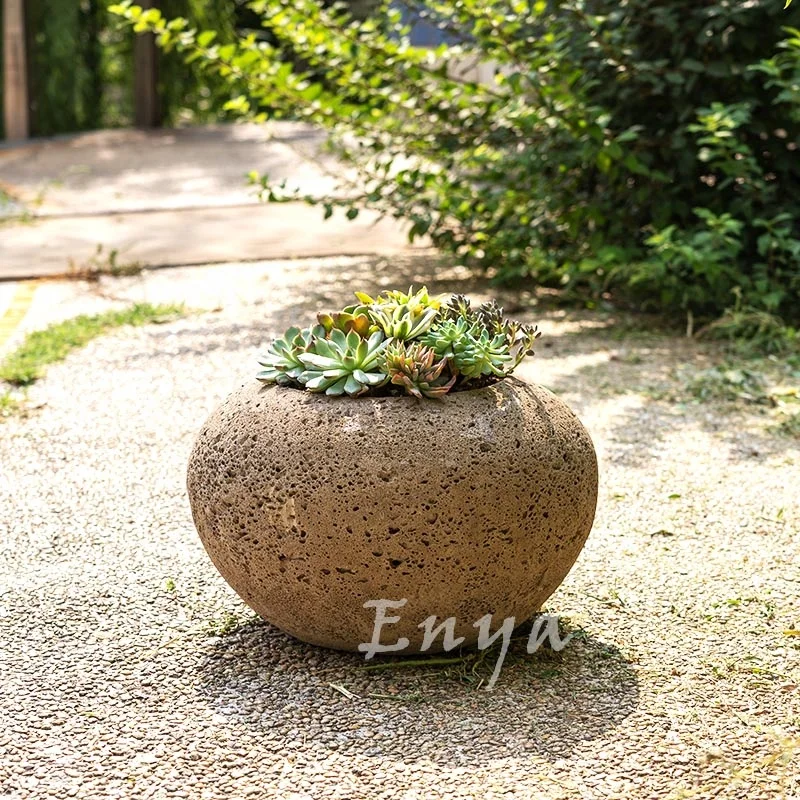 ヴィンテージ風パティオ裏庭芝生装飾品、鋳造コンクリート製石庭植物