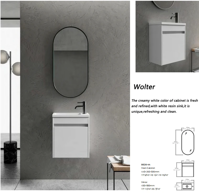 New design customized vanity with mirror wash basin for hotel bathroom sink small wall hung bathroom cabinet details