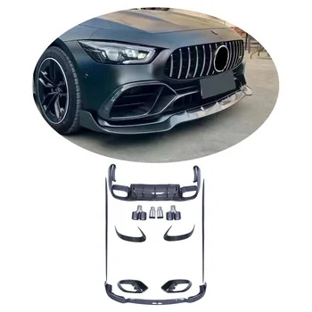 For 2019-2023Mercedes AMG GT50 GT53 GT63 Upgraded BRABS-style carbon fiber front lip rear lip side skirt rear diffuser body kit