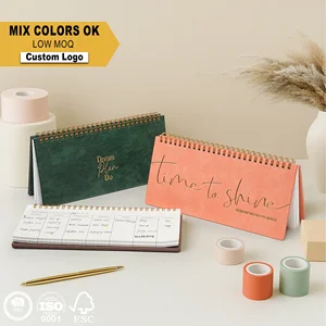 Fast Delivery Customized Logo PU Leather Hardcover Soft Touch Thick Offset Paper OEM ODM Professional Desk Layout Weekly Planner