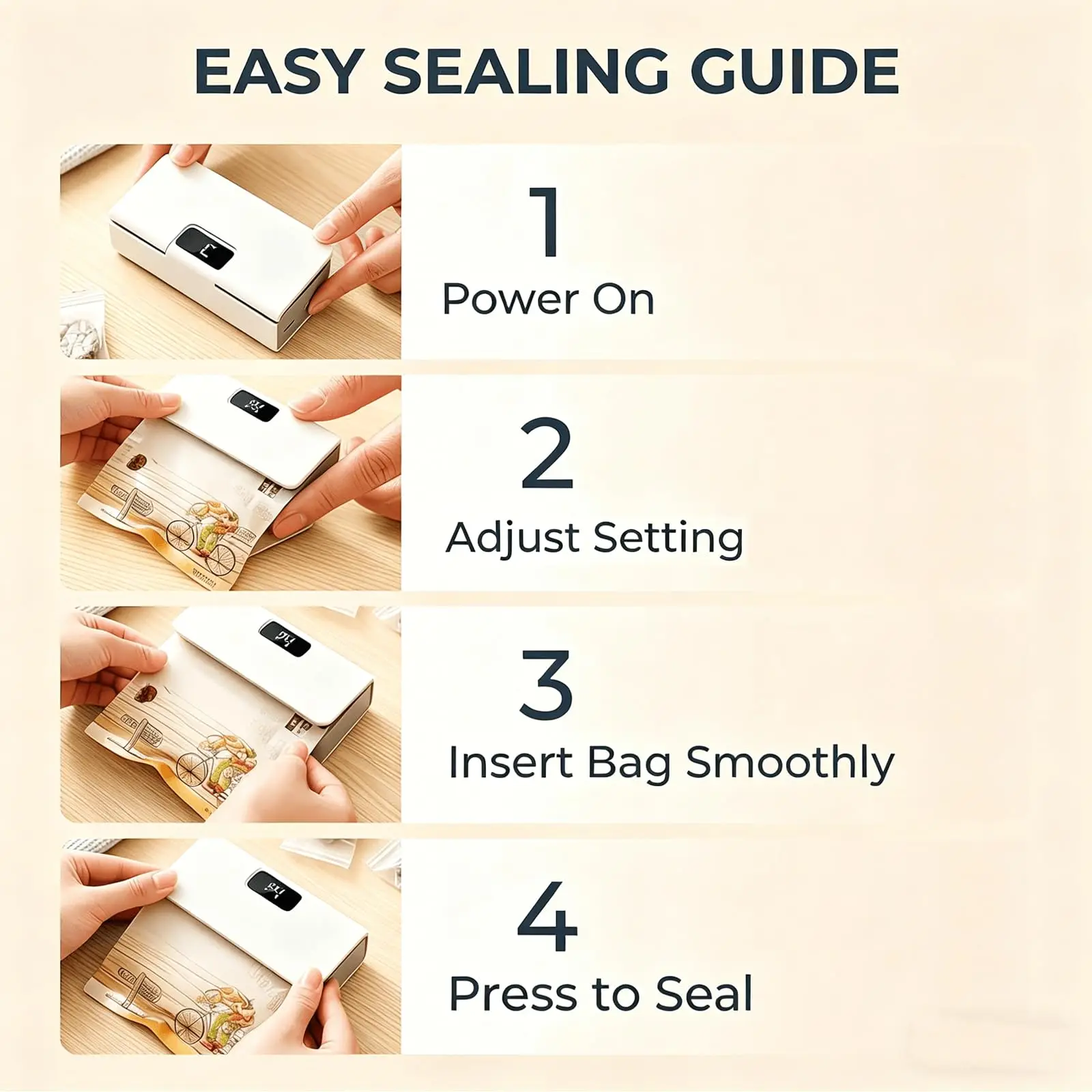 Portable Mini Vacuum Sealer Dual Purpose Airtight Snack & Food Preservation USB Handheld Plastic Sealing Machine 1.0L Capacity
