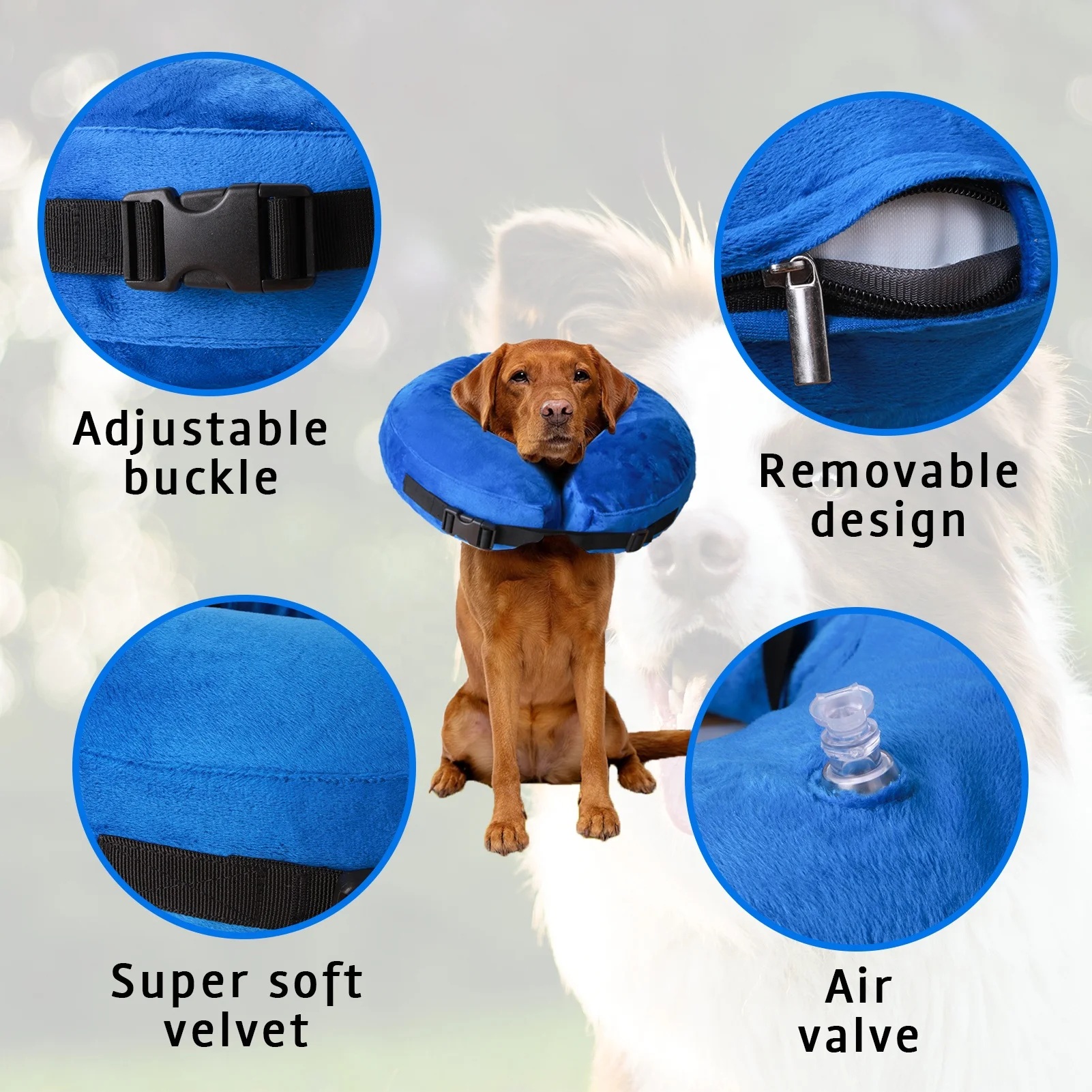 Hunde-Donut-Halsband Weich & Aufblasbar – Alternative Zum Klassischen Kegel Nach OP | Für Hunde & Katzen, Verstellbar & Waschbar (Donut-L)