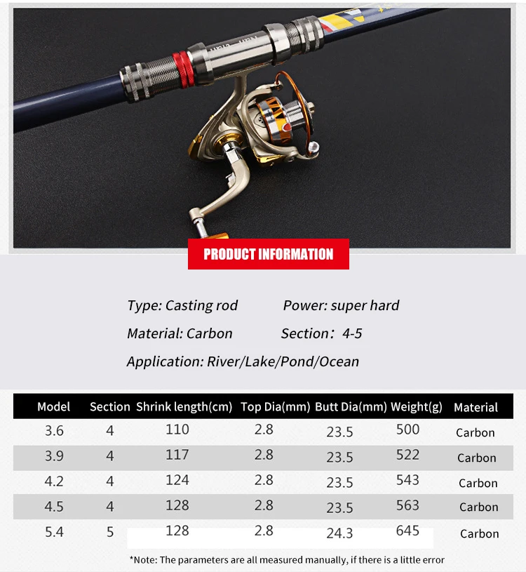 NEWMAJOR Carbon Telescopic Fishing Pole 3.6m 3.9m 4.2m 4.5m 5.4m Fast Action Portable Surfcasting Rod for Sea Fishing Throwing NEWMAJOR Carbon Telescopic Fishing Pole 3.6m 3.9m 4.2m 4.5m 5.4m Fast Action Portable Surfcasting Rod for Sea Fishing Throwing