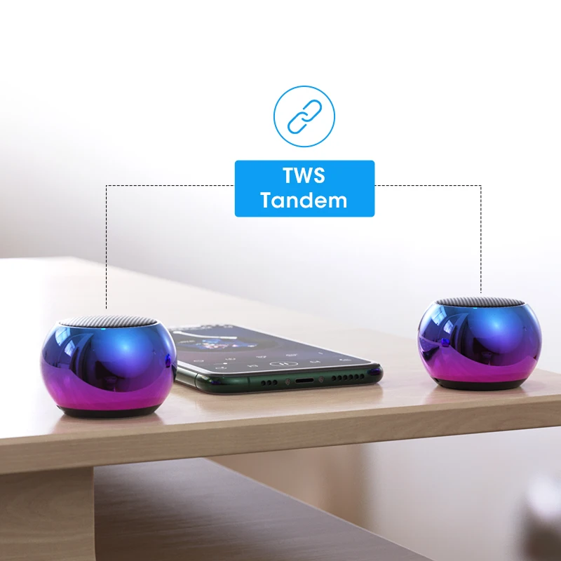 Drop shipping M3 Colorful Wireless Speakers 3D Mini Electroplating Round Steel Cannon Support U Disk Subwoofer