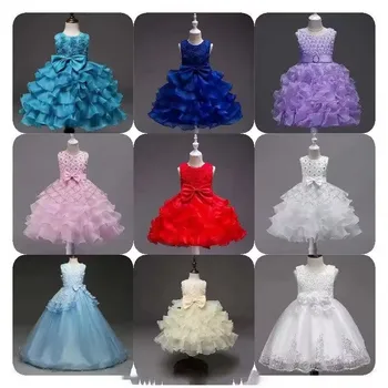 Christmas evening dresses Children Lace Ruffles Holiday Frocks Kids Velvet Dress Flower Girls' girls party Dresses