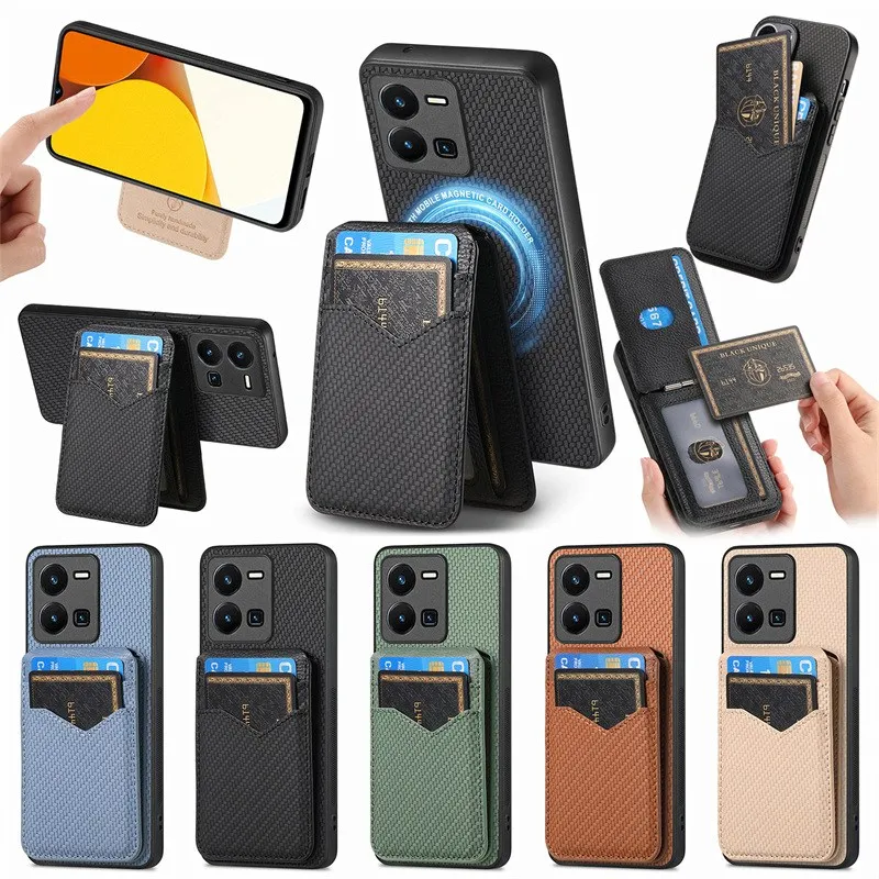 Leather Kickstand Wallet with Card Holder Phone Case for vivo V40