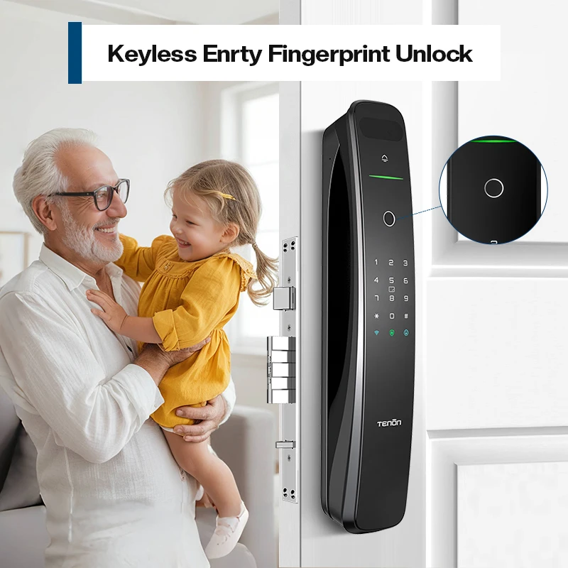 Tenon A9X Push Pull Automatic Open Smart Lock Finger Print Key Card Password Wifi Face Scan Digital Door Lock